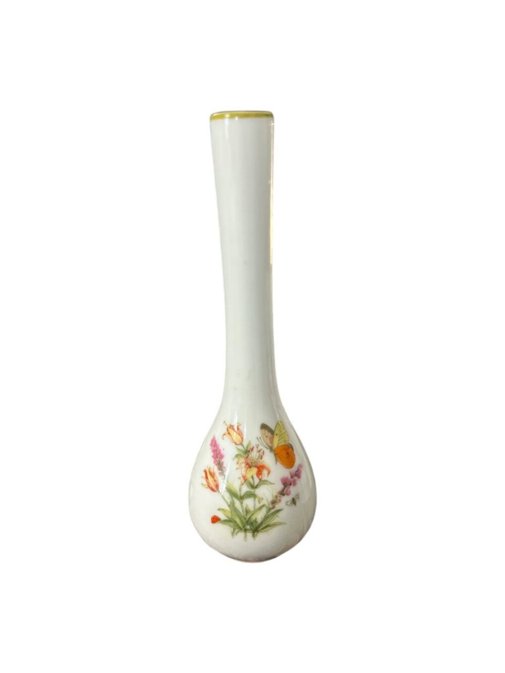 Vintage Made in Japan Ceramic Vase - 7”, Floral Butterfly Design, Collectible De